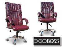 Офисное массажное кресло EGO BOSS EG1001 Maroon в комплектации ELITE натуральная кожа - магазин СпортДоставка. Спортивные товары интернет магазин в Орске 